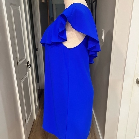 SUGARLIPS cobalt, one shoulder dress with ruffled neckline - Picture 8 of 13